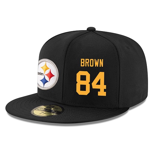 NFL Pittsburgh Steelers #84 Antonio Brown Stitched Snapback Adjustable Player Rush Hat - Black/Gold